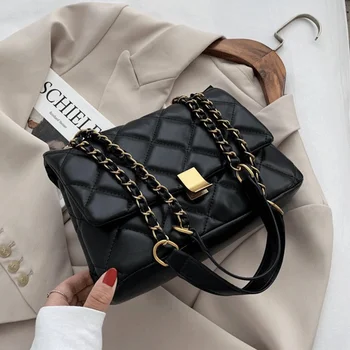 Új Kors Női Táska Luxus Designer, Puha Bőr válltáska Női Fekete Vintage Táskák Női Messenger Bags Láncok 0