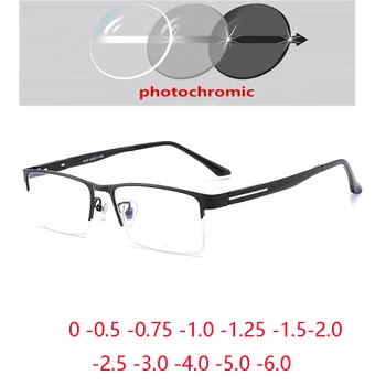 Fél Keret Nap Photochromic Szürke Testre Receptet Szemüveg TR90+Fém Tér Rövid látás Szemüveg 0-0.5-Re -0.75, Hogy -6.0