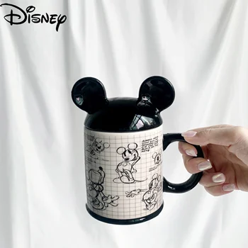 Disney Rajzfilm Mickey Kézzel festett Bögre Fedő Kerámia Víz Csésze Tej a Gyermekek Nagy kapacitású Víz Csésze Ajándék