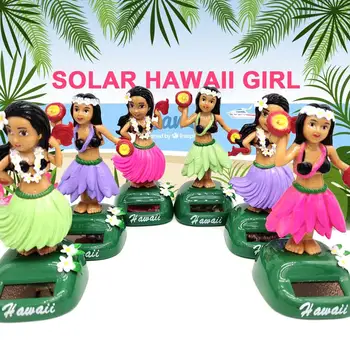 Autó Dekoráció Táncoló Baba Napenergia Játék Rázta Fejét Hawaii Lengő Animációs Lány Autó Dísz Autó-stílus Tartozékok 0