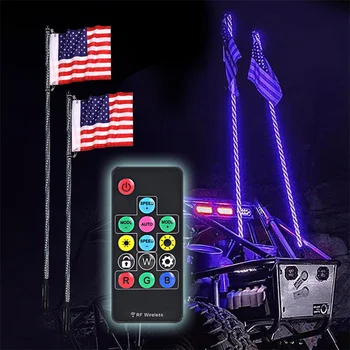 3FT LED Ostor Fény Több Szín RGB Vízálló Távirányító Zászlórúd Lámpa Zászló Lámpák SUV ATV UTV RZR Jeep