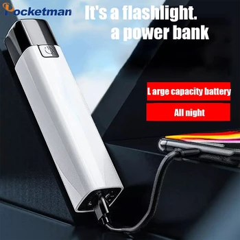 Kültéri Hordozható Mini Zseblámpa elemlámpa Lanterna Lehet Használni, Mint a Power Bank a Telefon USB Kábel Akkumulátor USB Kábel
