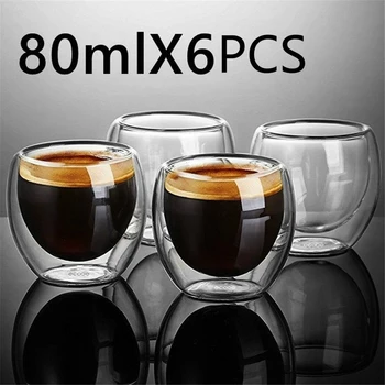Az egyszerűség hőálló Dupla Fal Lövés Bor, Sör, Üveg Espresso Csésze Tea Csésze 80-450ml Teáscsésze Szemüveg Kreatív