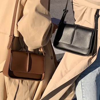 Kis Bőr Női Táska Luxus Designer Fedél Kors Táskák egyszínű Tér Női Messenger Táska Évjárat Váll táska