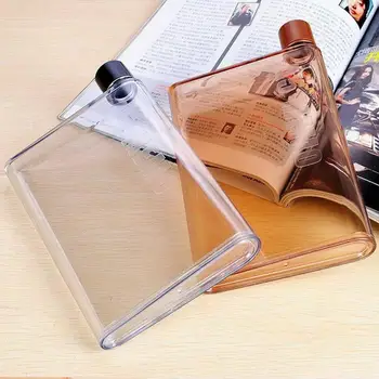 Új Hordozható Kreatív Átlátszó Vízben Kültéri Hordozható Könyv Üstök, Műanyag Hip Flaska Bort Notebook Palackozott Rugalmas Üvegek