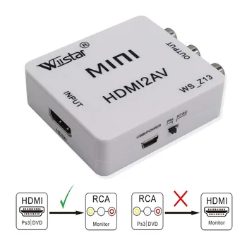 HDMI AV Átalakító HDMI2AV Audio Video Adapter Full HD 1080P Támogatása, NTSC/PAL a HDTV-DVD - 0