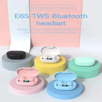 E6S TWS Bluetooth Fülhallgató Vezeték nélküli Fejhallgató 5.0 LED Kijelző Vezérlés Fülhallgató, Vízálló zajszűrő Headset PK A6S