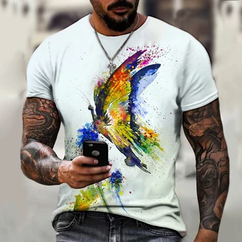 Személyiség Art 3D háromdimenziós Nyomtatás Állat Print póló Férfi Alkalmi Divat Lélegző Rövid Ujjú T-shirt
