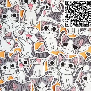 32 db Lusta macskát árul rajzfilm Matricák telefon Dekoratív vízálló matrica Scrapbooking Laptop Gyermekek