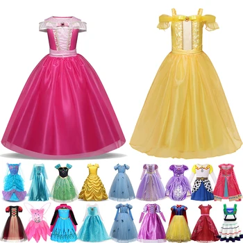 Disney Lány Aurora Hercegnő Belle Ruha Gyerekek Halloween Elsa Álruhában Hófehérke Hamupipőke Cosplay Xmas Rapunzel Ball Ruha