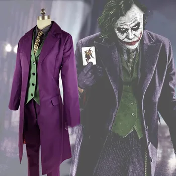 magas minőségű Heath Ledger Cosplay Ruha a Halloween férfi A Sötét Lovag Joker Jelmez, Lila Kabát, Teljes sorozat vestidos Film