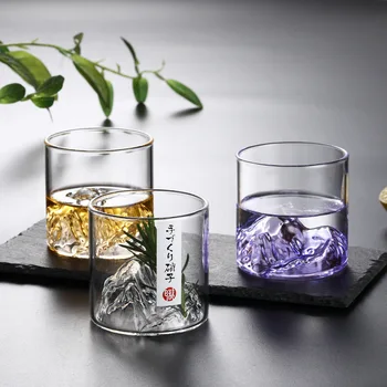 Kreatív Átlátszó Üveg Bor 3D Fuji Hegy Minta Whiskys Üveg Haza Konyhában Kávét Japán Stílusú Bárt, Tartozékok