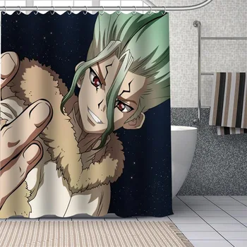 Anime Stone Egyéni Minta Poliészter Fürdő függöny Vízálló Zuhanyzó Függöny Geometriai Fürdő Képernyőn, Nyomtatott Függöny B