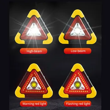 Háromszög Figyelmeztető Jel Háromszög Autó LED munkalámpa Közúti Biztonsági Sürgősségi autómentő Riasztó lámpa Hordozható Villogó fény a kezét