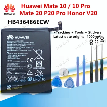 Huawei Mate 10 / 10 Pro Haver 20 P20 Pro Megtiszteltetés V20 Eredeti Akkumulátorok Hua Wei Csere Telefon Akkumulátor HB436486ECW 3900mAh