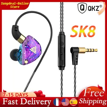 QKZ SK8 Vezetékes Fejhallgató Kettős Meghajtó Bass Fülhallgató Mikrofonnal Sztereó Zenész Monitor Játék, Sport Fülhallgató, Vezetékes Fülhallgató