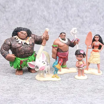 5db/set 6-12cm Moana Hercegnő Maui Főnök Tui Tala Heihei Pua akciófigura Brinquedo Játékok újévi Ajándék