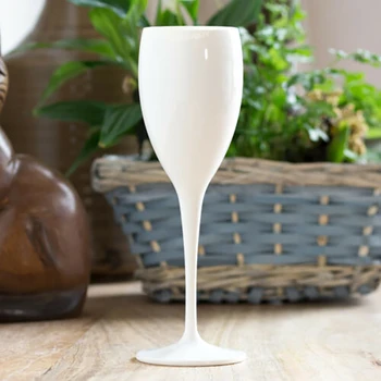 1 CSÉSZE pezsgőspoharak Szemüveg Műanyag Poharakat Mosogatógép-biztonságos Fehér Akril Pezsgős Pohár, Átlátszó Üveg Bor