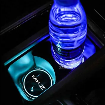 Világító Autós Víz Csésze Alátét Jogosultja 7 Színes, USB Töltő Autó Logó Led Hangulat Fény Lincoln MKZ Auto Tartozékok 0