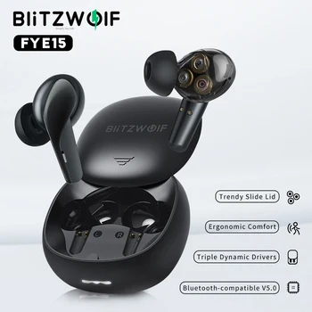 Hármas Dinamikus Fejhallgató BlitzWolf BW-FYE15 TWS bluetooth-kompatibilis Fülhallgató HiFi Sztereó Bass Alacsony Késleltetésű Smart Touch HD Hívás 0