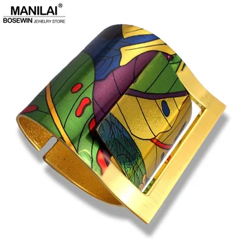 MANILAI Divat Country Stílusú Festmény Design Nyitott Nagy Mandzsetta karperec Karkötő Női Magas Minőségű Jelmezt Nyilatkozat Ékszerek