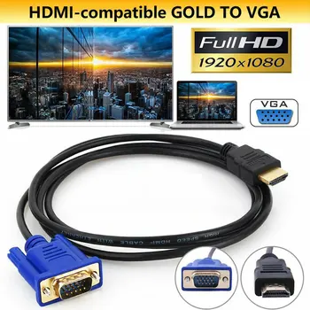 1,8 M/6FT Arany, HDMI-kompatibilis Férfi VGA Férfi 15 Pin-Videó Adapter Kábelek 1080P 6FT A TV-DVD DOBOZ, Tartozékok 0