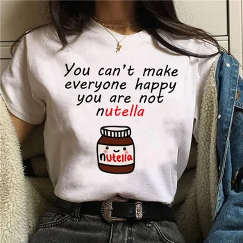 90-es évek Harajuku Kawaii Divat póló Nutella Nyomtatott Póló WomenGraphic Aranyos Rajzfilm Tshirt Rövid Ujjú, Laza Póló Felső