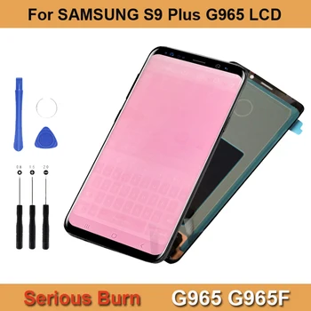 A Keret Amoled LCD Kijelző Teljes érintőképernyő Digitalizáló Közgyűlés A Samsung Galaxy S9 Plusz G965F Piros Éget Árnyék
