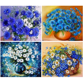 5D DIY Gyémánt Festmény Kék Búzavirág keresztszemes Készlet Teljes Gyakorlat Tér Hímzés Mozaik Virág Kép, Strassz Ajándék
