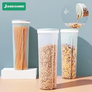 Durva gabona tároló doboz tároló tároló tartály konyha tároló tészta cső műanyag nagy tészta üveg átlátszó gabona pecsét