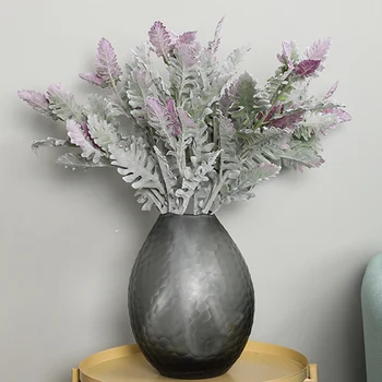 Mesterséges Miller Növények Fuzzy Özönlöttek Lila Levelek Hamis Selyem Virágok DIY Dekoráció Esküvői Haza Karácsonyi Ál lombozat