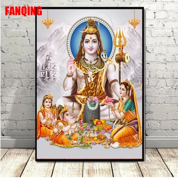 Diy Gyémánt Festmény Shiva Parvati Ganesha Indiai Művészet Hindu Isten Ábra 5D mozaik gyémánt Hímzés Vallási 0