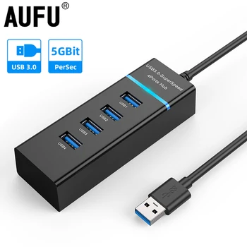 AUFU 4 Port USB 3.0 HUB Elosztó nagysebességű Multi Elosztó USB Bővítő Adapter Kábel Asztali PC, Laptop Adapter USB HUB