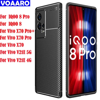 A Vivo IQOO 8 Pro Esetében Vivo X70 Pro Plus Esetében Vivo X60 V21 S9 S9E S10 Y73 Y53S V21e 5G TPU Szénszálas Textúra Esetben