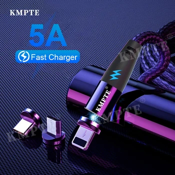 KMPTE Mágneses Mikro USB-Kábel iPhone 12 11 XR XS X Xiaomi Samsung Szuper Szuper Töltés C Típusú USB-Kábel Mobil Telefon Kábel 0