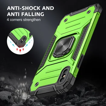 Luxus Mágneses Anti Shock Állvány tok iPhone 12 Mini 11 Pro XS Max X XR SE 2020 6 7 8 Plusz Gyűrű Kitámasztó Telefon burkolata 0