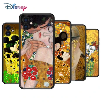 Kiss Gustav Klimt Disney Szilikon Fekete Borító Apple IPhone 12 Mini 11 Pro XS MAX XR X 8 7 6 6 Plusz 5-ÖS SE Telefon Esetében