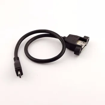1db USB 2.0 EGY Női Csatlakozó Panel szerelése Micro USB 5 Pin Férfi Adatok Adapter Kábel 30cm