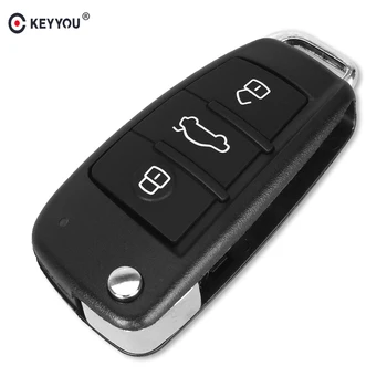 KEYYOU Összecsukható Flip Távoli Autó Kulcs a hüvely 3 Gomb Esetben Az AUDI A6-os VW A Pasa a Bora Skoda Az Ülés Nem Penge