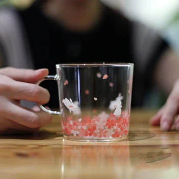 Japán Sakura Üveg Kávés Bögre Aranyos Macska, Szarvas, Nyúl Tea Bögre 280ml hőálló Üveg Tea Csésze Szobalány Kávét Drinkware