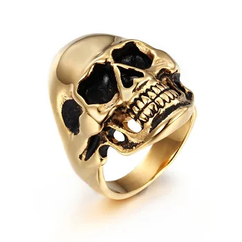 Új Európai, illetve Amerikai Gyűrűk Fekete Koponya Gyűrű Férfi Punk Ékszerek, Kiegészítők 0