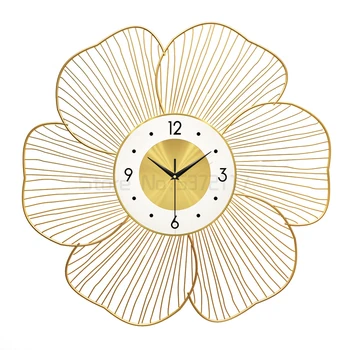 Nagy Fém Kreatív Luxus falióra Északi Arany Csendes Divat Virág Fali Órák Fürdő Szoba Reloj Olyan lakberendezési EA50Z