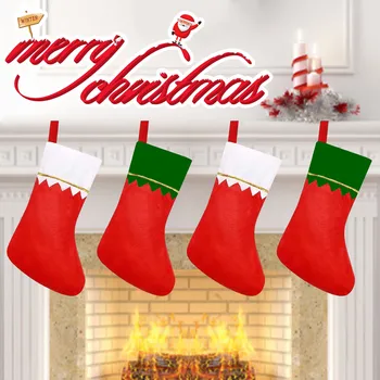 Piros Harisnya Santa Szövet Ajándék Zokni Karácsony Szép Táska Gyerekeknek Kandalló Fa Karácsonyi Dekoráció Hangging Candy Táska