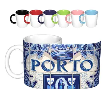 Portugália, Porto Azulejo Azulejos Lapis Kerámia Bögre Kávés Csésze Tej, Tea, Bögre, Portugália, Porto Azulejo Azulejos Lapis Kerámia Csempe