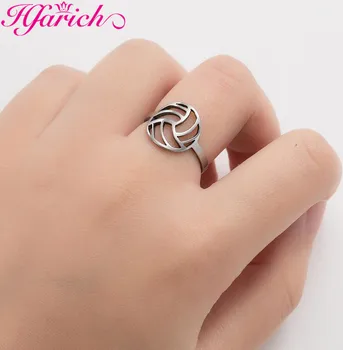 Hfarich Rozsdamentes Acél Üreges Rács Volly Labdát Állítható Gyűrű a Nők a Férfiak Karácsonyi Ajándék Gyűrű, Kicsi Ékszer Minimalista 0