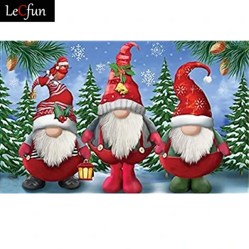 LeCfun Karácsonyi Gnome Gyémánt Festmény Művészet Készletek 5D Teljes Gyakorlat Kör Tér Hímzés Gyöngy Művészeti Cross Stitch lakberendezés Ajándék