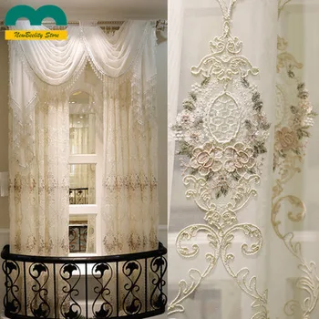 Luxus Hímzés Puszta Függönyök Nappali, Hálószoba Modern Tulle Ablak Képernyő Divat Voile Fonal Gyönyörű Hercegnő Fehér