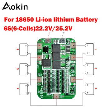 Aokin 1DB 6-OS 15A 24V Pcb Bms Védelmi Igazgatóság 6 darab 18650 Li-ion Lithium Akkumulátor Cella Modul Diy Kit Akkumulátor Tartozékok