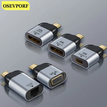 USB-C-Típusú HDMI-kompatibilis/DP/VGAminiDP RJ45 Csatlakozót c típus Vetítés 4K/8k 60HZ USB-C a Férfi-Nő HD Video Converter