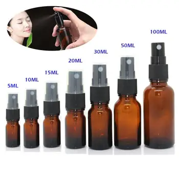 5-100ML Mini Spray Palackot Szépség Üres Amber Üvegek Esszenciális Olaj Spray Köd Konténer Esetben Újratölthető Utazási Üveg